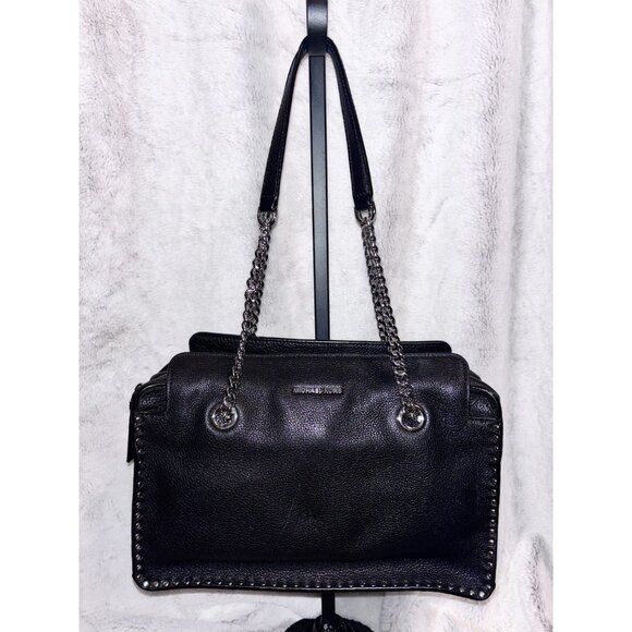 Michael Michael Kors  ASTOR LARGE SATCHEL Black NWOT - Picture 1 of 8